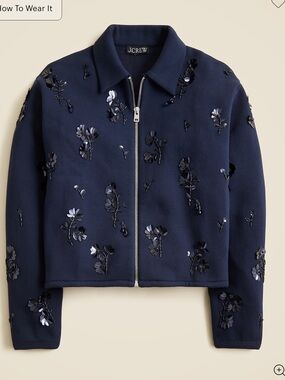 J.Crew Embellished bomber jacket in heritage fleece